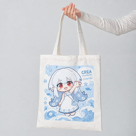 Custom Partial Print Canvas Tote Bag (Portrait)