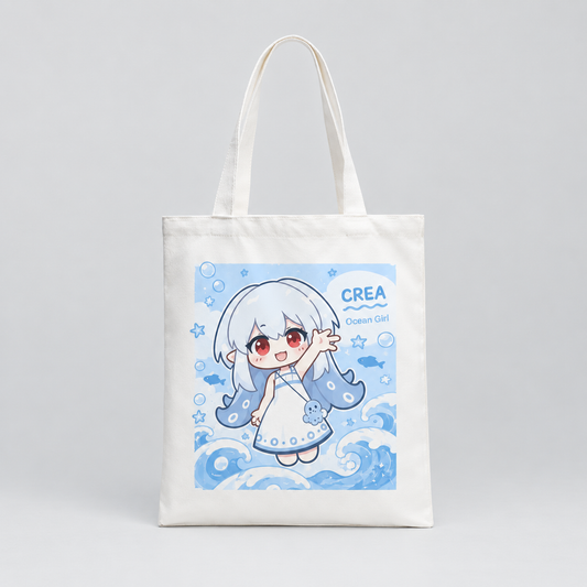 Custom Partial Print Canvas Tote Bag (Landscape)