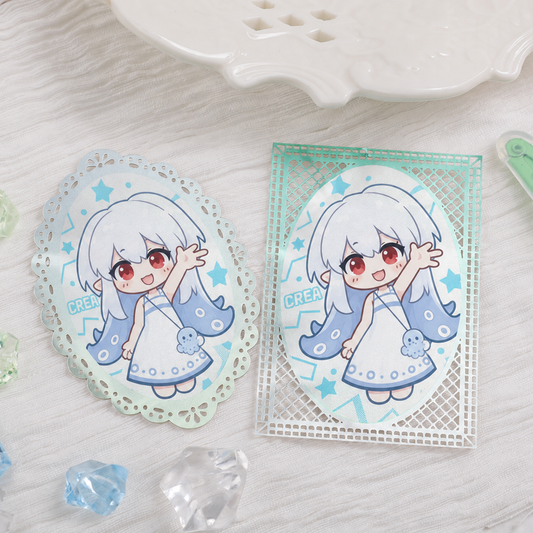 White Ceramic Lace Border Stamp Card