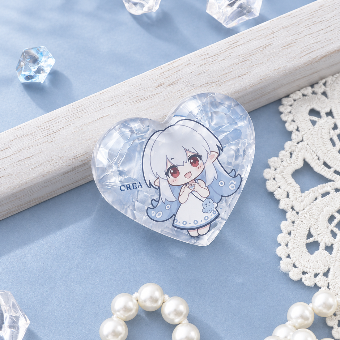 Custom White Porcelain Gem Acrylic