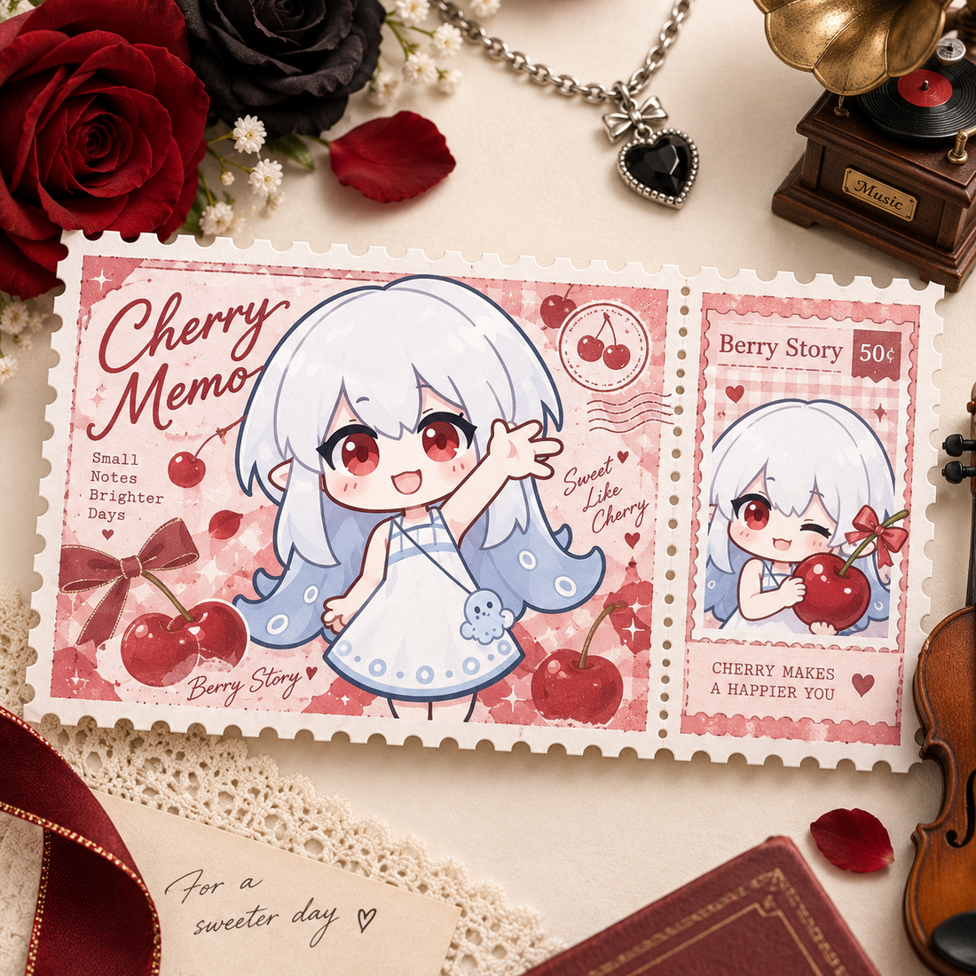 Postcard with Embedded Square Stamp