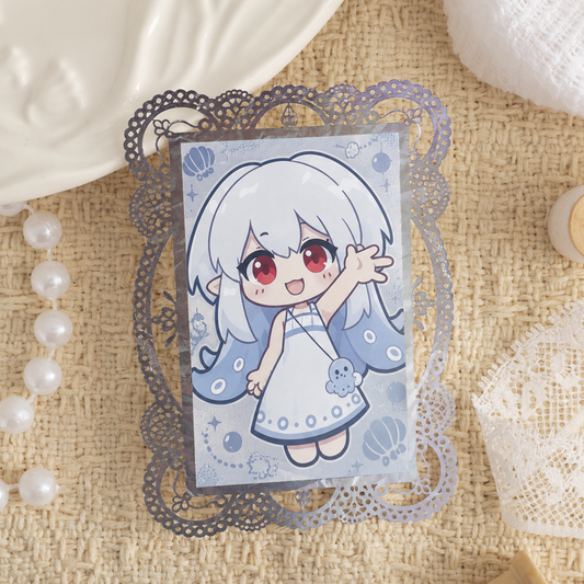 Holo Cloud Lace Border Stamp Card