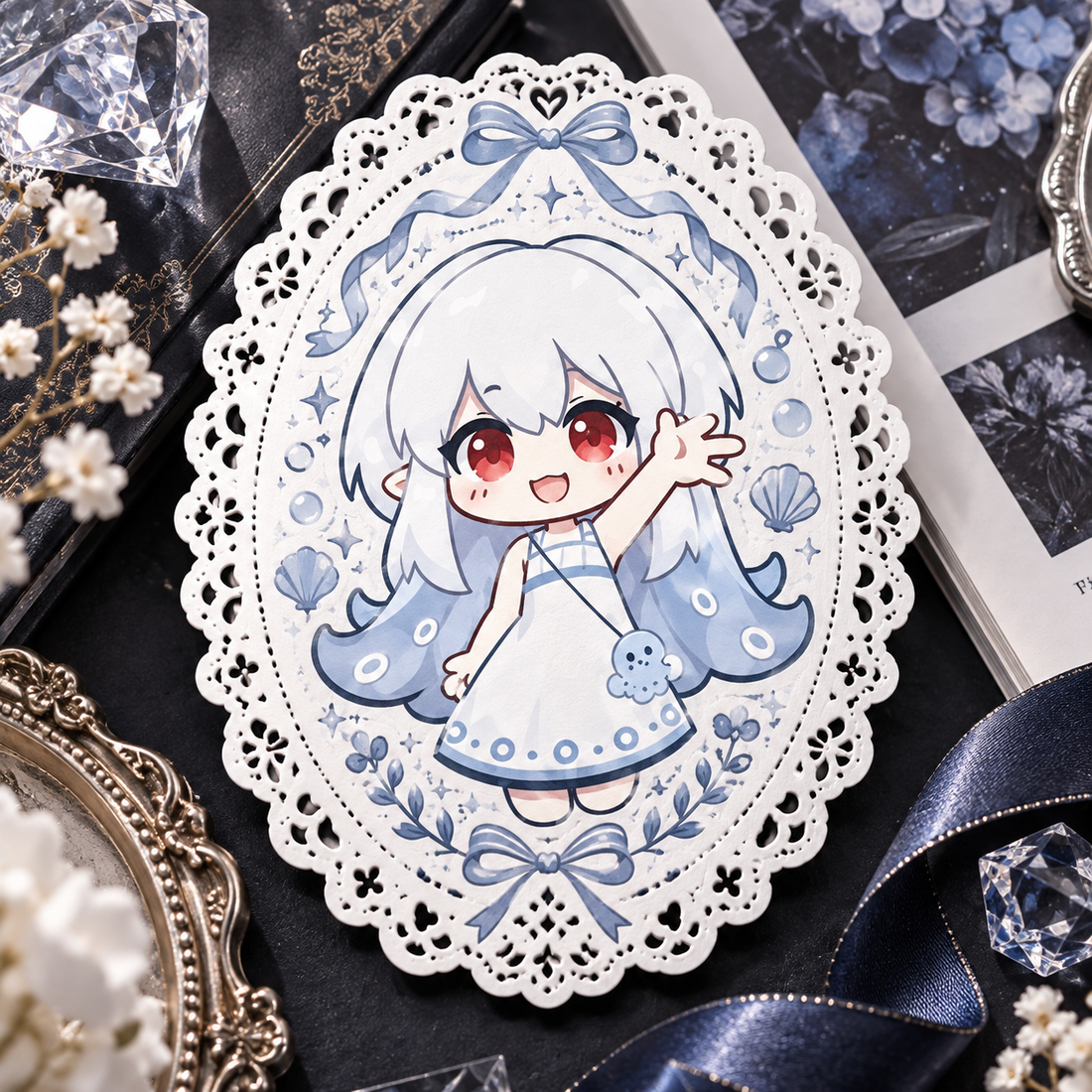 White Porcelain Lace Border Postcard