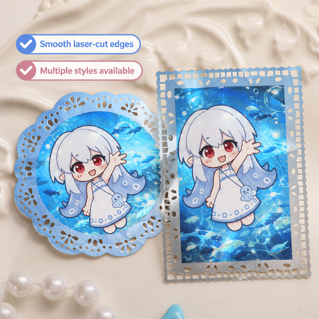 White Ceramic Lace Border Stamp Card