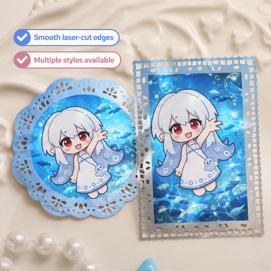 White Ceramic Lace Border Stamp Card