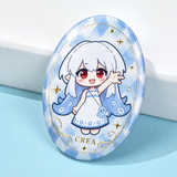 Custom Oval Cold Foil Glitter Holographic Button Pins