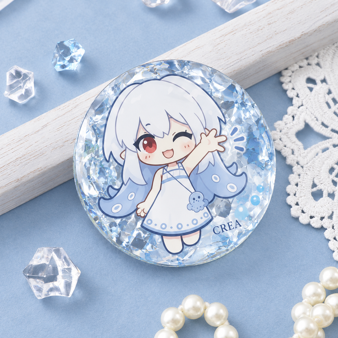 Custom White Porcelain Gem Acrylic