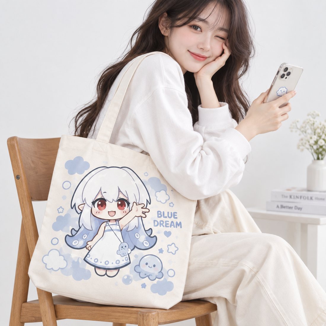 Custom Partial Print Canvas Tote Bag (Landscape)