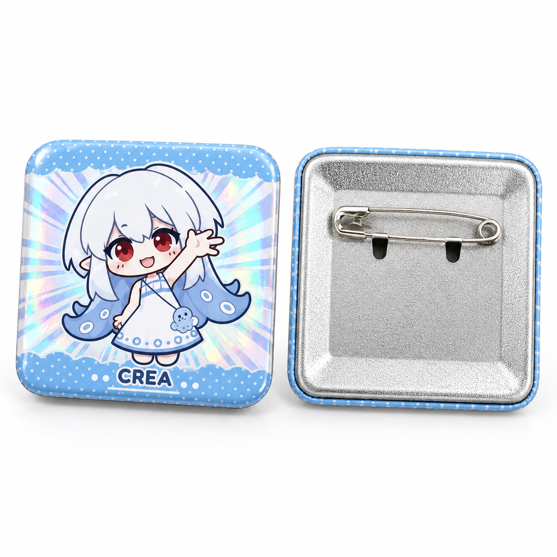 Custom Raised Foil Square Glitter Button Pins