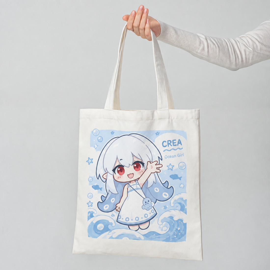 Custom Partial Print Canvas Tote Bag (Portrait)
