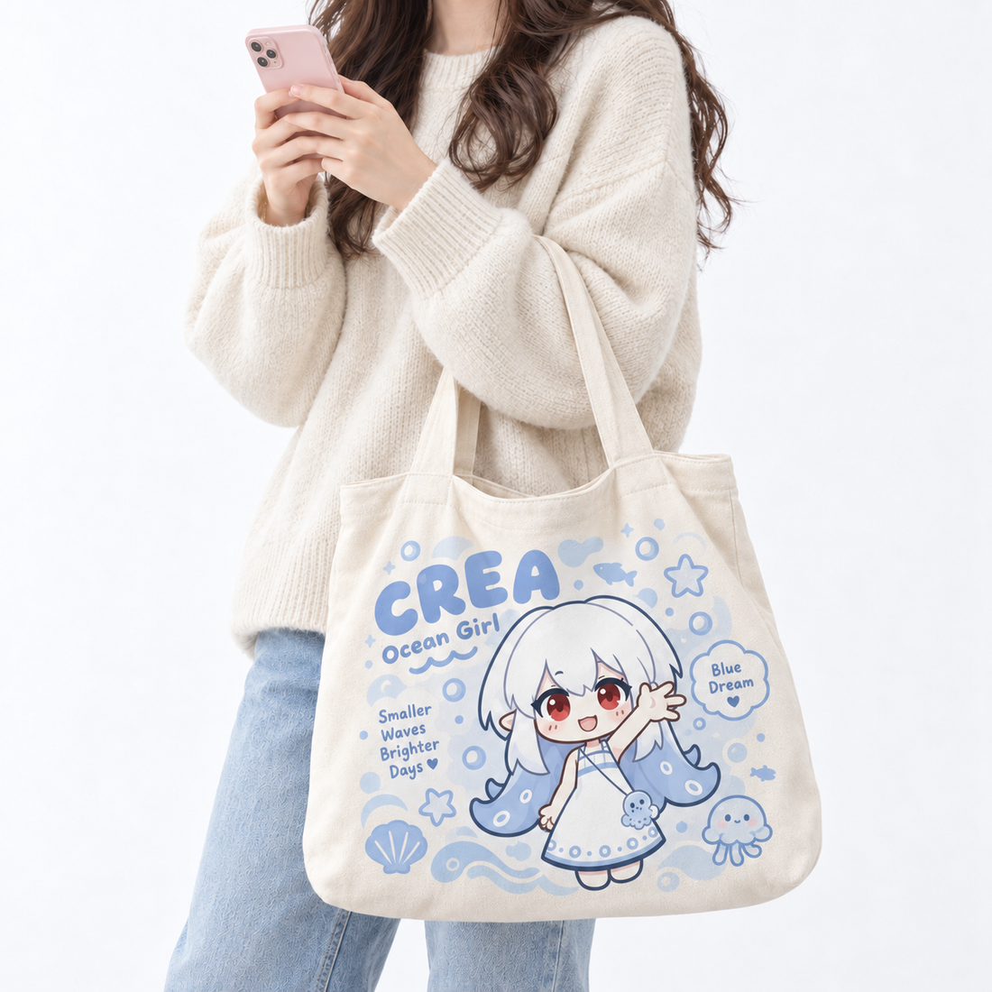 Custom Partial Print Open-Top Canvas Vest Bag