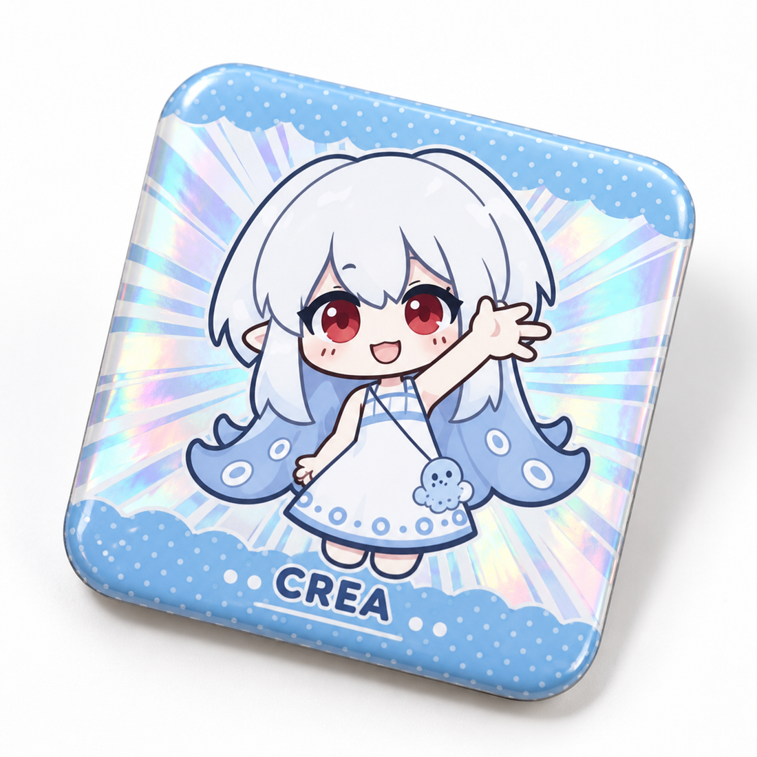 Custom Raised Foil Square Glitter Button Pins