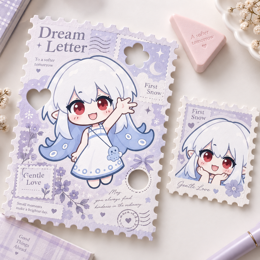 Postcard with Embedded Square Stamp
