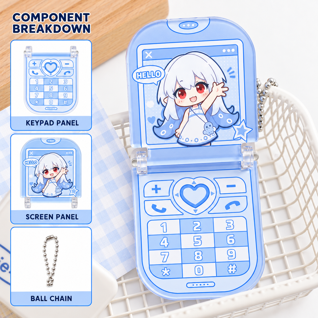 Flip Phone Acrylic Keychain