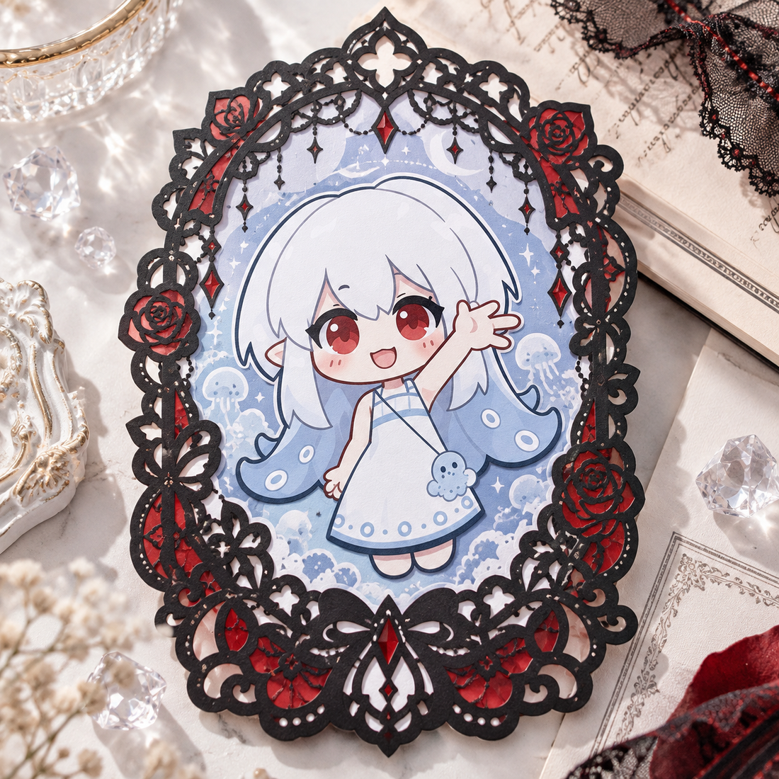 White Porcelain Lace Border Postcard
