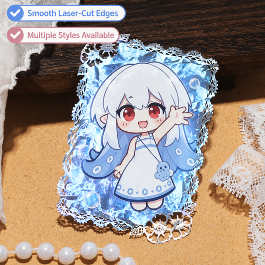 Holo Cloud Lace Border Stamp Card