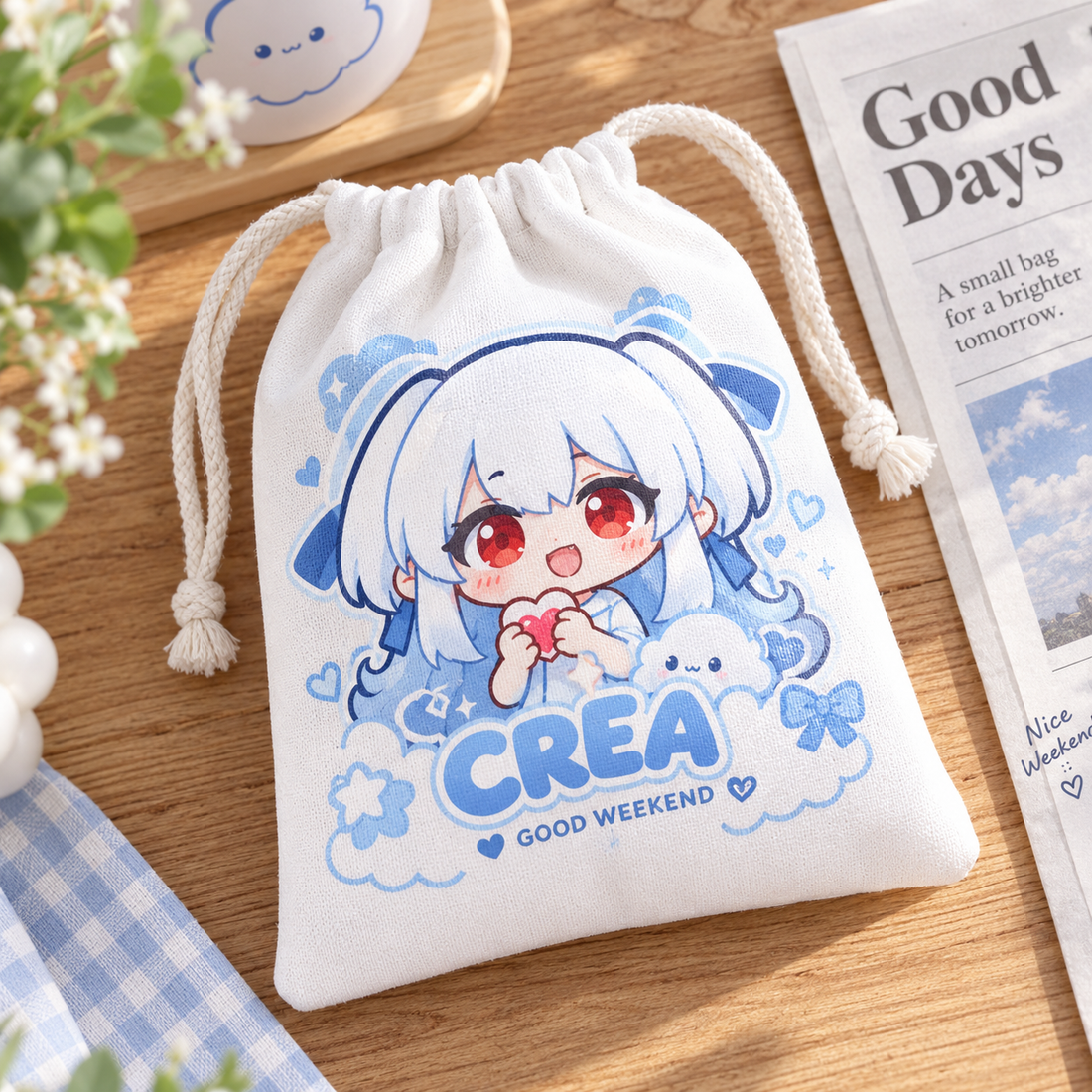 Custom Print Canvas Drawstring Bag