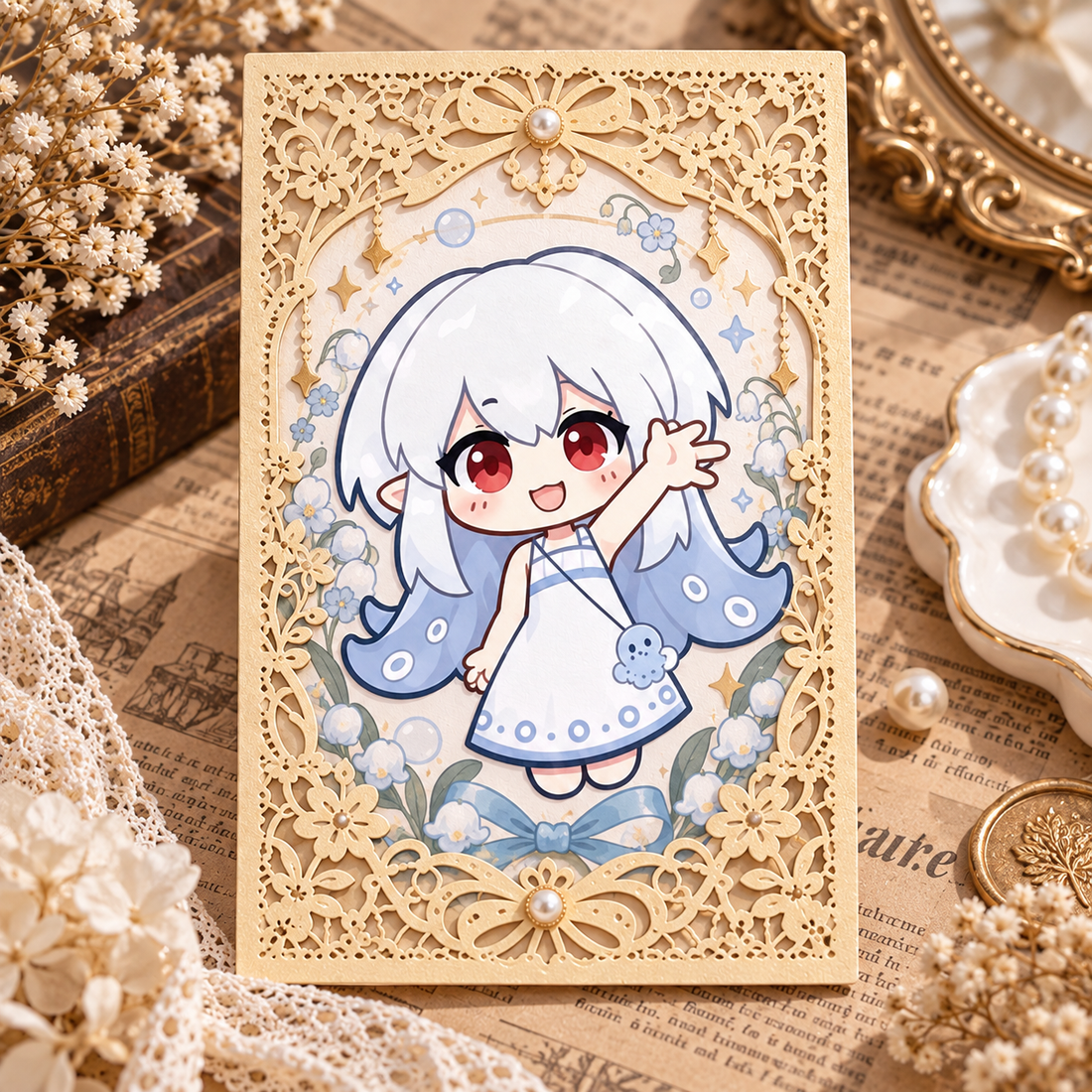 White Porcelain Lace Border Postcard