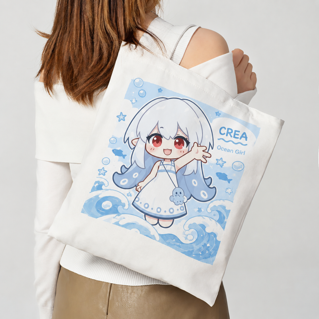Custom Partial Print Canvas Tote Bag (Portrait)