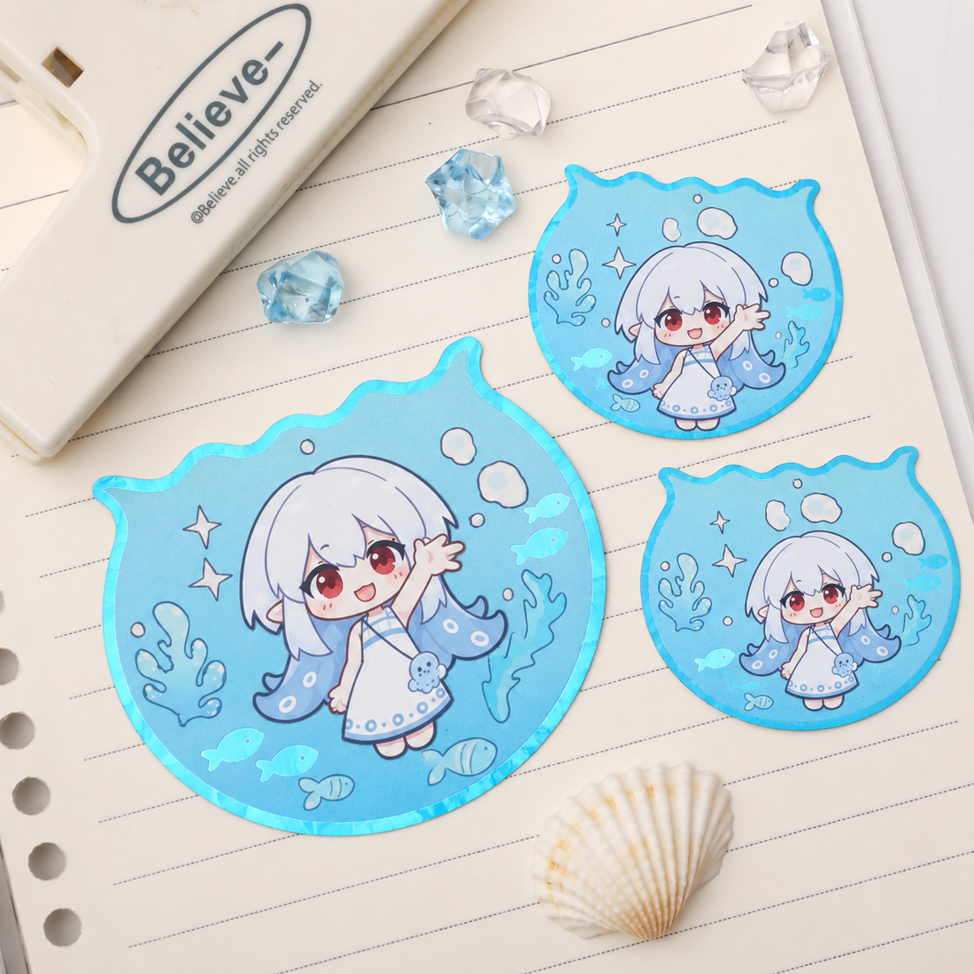 Laser Cloud Pattern Double-Flash Die-Cut Sticker